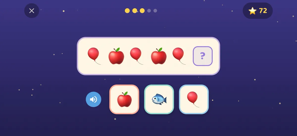 Tähetark counting game for kids: count the apples and pick the right answer.